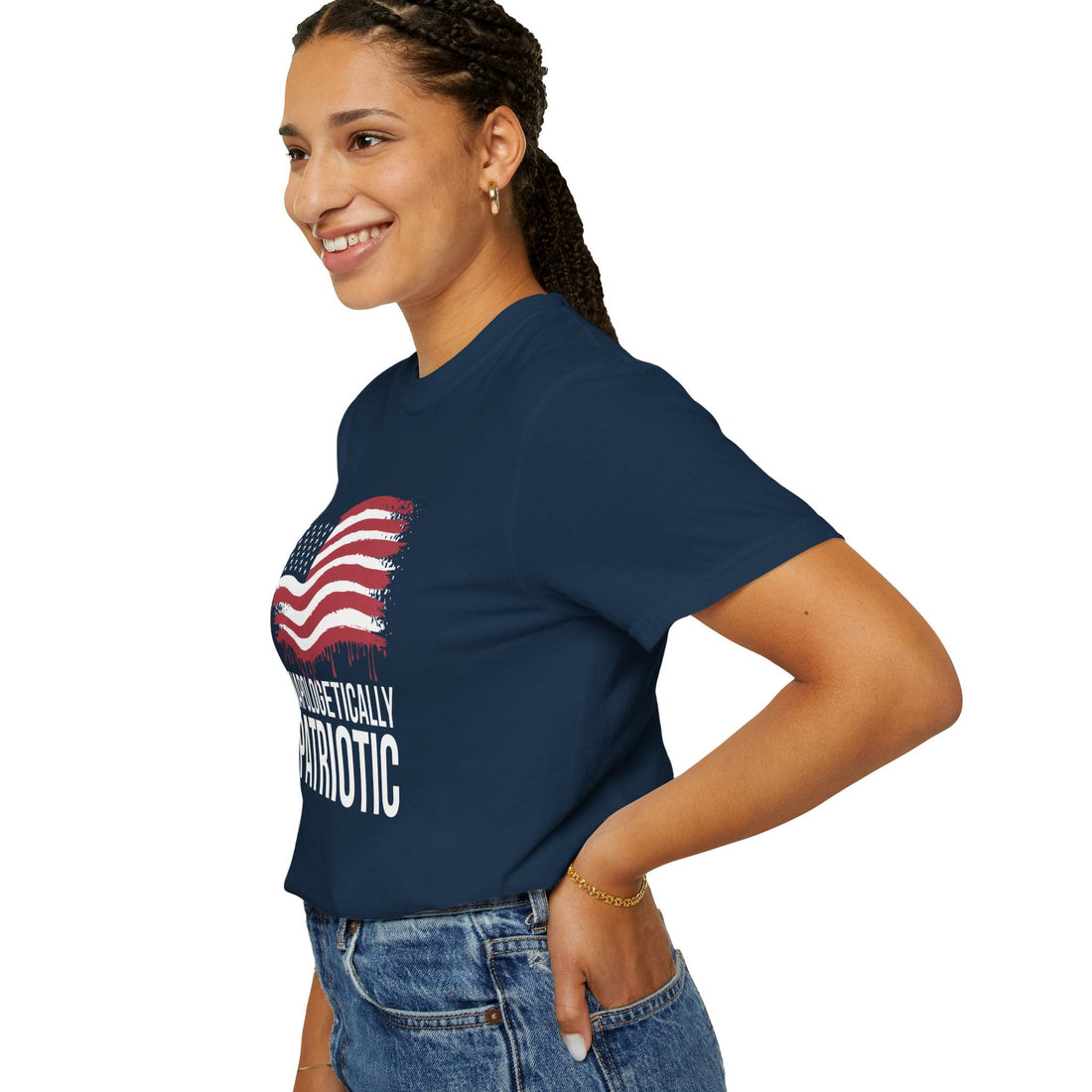 Unapologetically Patriotic under flag t-shirt